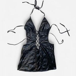 🖤 Y2K STYLE LACE-UP LEATHER DRESS 🖤